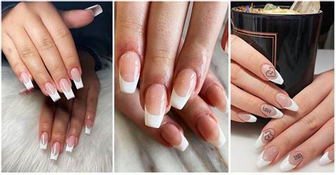 Updated 40 French Tip Coffin Nails