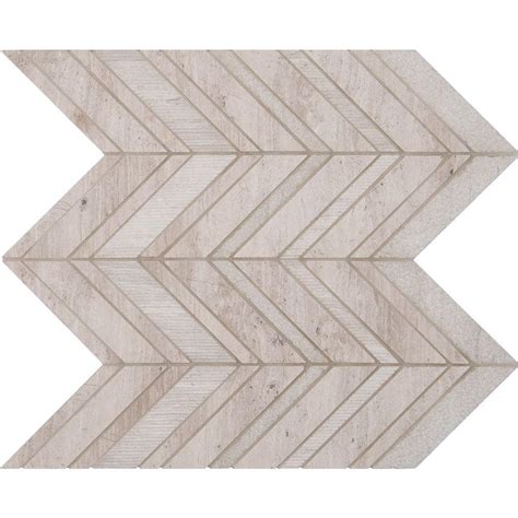 Ms International White Quarry Chevron 12 In X 12 In X 10 Mm Natural