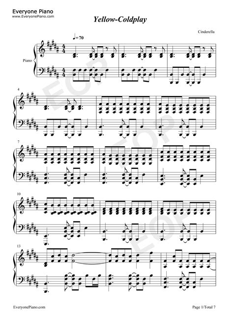 Coldplay Yellow Sheet Music For Guitar Solo Chords