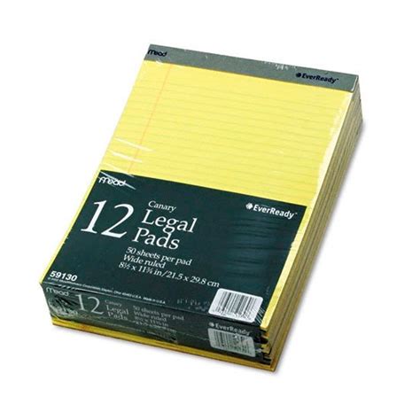 12 Ct Legal Note Pads Wide Ruled Pad Writing 85 X 11 Canary Yellow 50