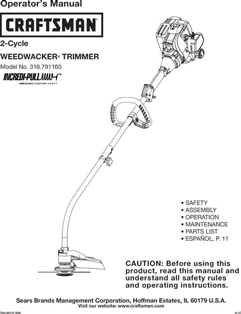 Craftsman Weedwacker Model 316 Parts Diagram