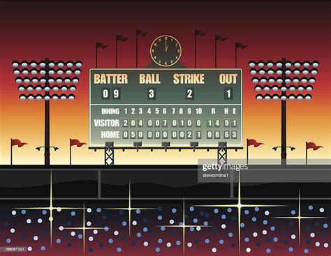 Vintage Baseball Scoreboard Illustration High Res Vector Graphic