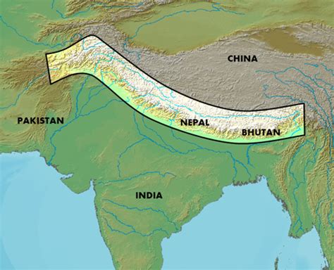 Himalayas map. Himalayas location