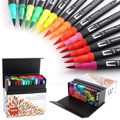 100 Colors Dual Tip Brush Pens Art Markers