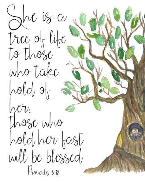 She Is A Tree Of Lifeproverbs 318 Bible Verse Wall Art Scripture