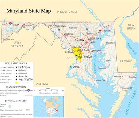 ♥ Maryland State Map A Large Detailed Map Of Maryland State Usa