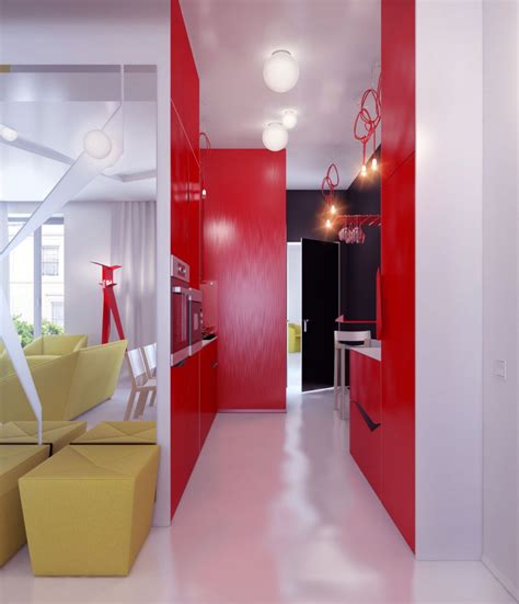 Modern Colorful Hall Way Small Apartment Design Interior Design Ideas