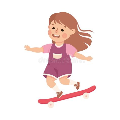 Little Boy On Skateboard In Skate Park Having Fun And Enjoying