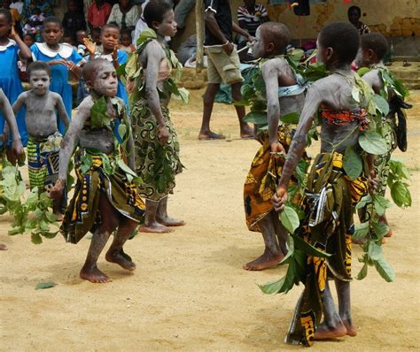 Villagers Performing A Traditional Dance In Cameroon Africa Forest