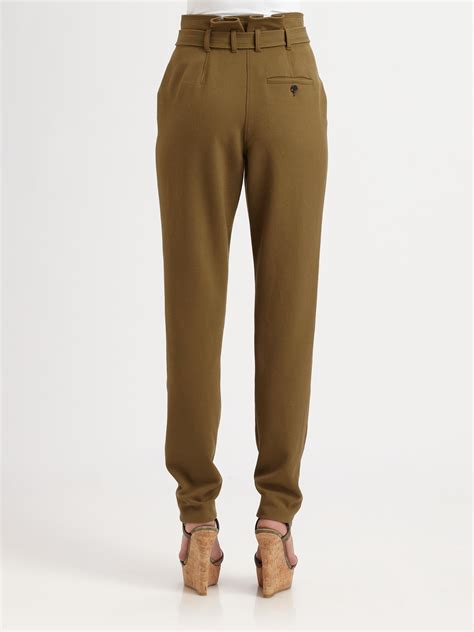 Lyst Burberry Paperbag Waist Pants In Green