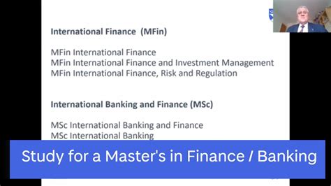 Study For A Masters Degree In Finance And Banking School Of Business