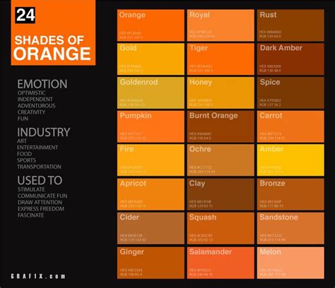 Shades Of Orange Color Palette Paletas De Color Naranja Nombres De