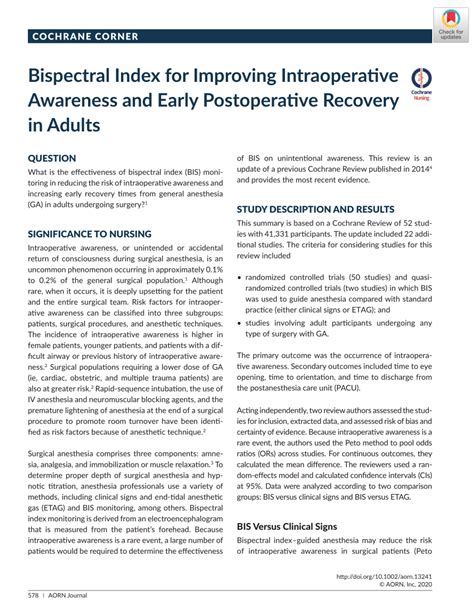 Pdf Bispectral Index For Improving Intraoperative Awareness And Early