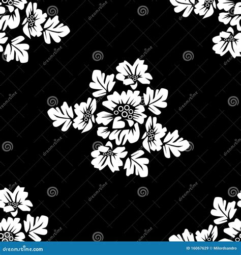 Monochrome Floral Seamless Pattern Stock Vector Illustration Of Leaf