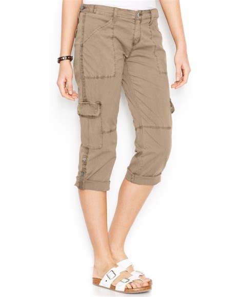 Lyst Sanctuary Mid Rise Cropped Cargo Pants In Natural