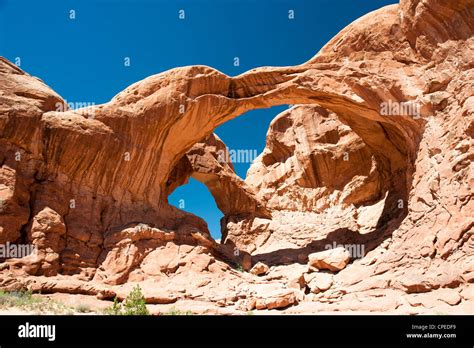 Double Arch Arches National Park Moab Utah Usa Stock Photo Alamy