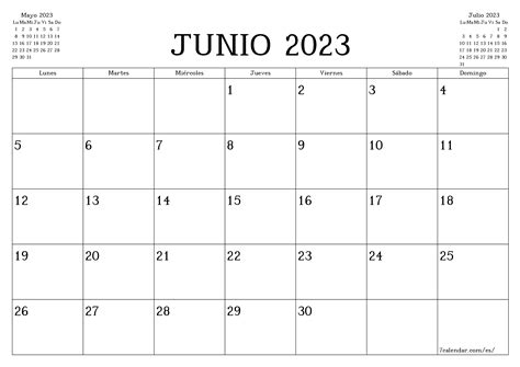Calendarios Y Planificadores Imprimibles Para El Mes Junio 2023 A4 A3