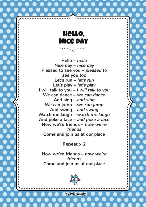 Hello Kids Song Free Video Song Lyrics And Activities