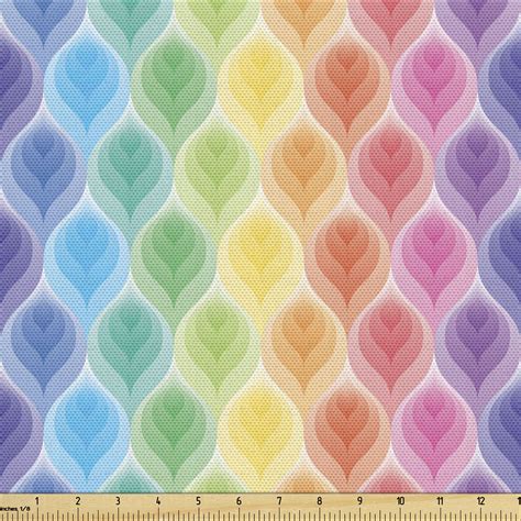 Geometric Fabric by the Yard Rainbow Colored Ornamental Vintage Floral ...