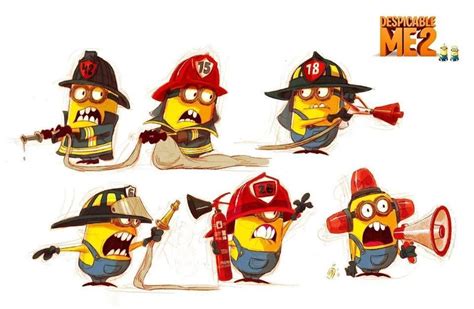 Fireman Minion Bombero Animado Cosas De Minion Bomberos