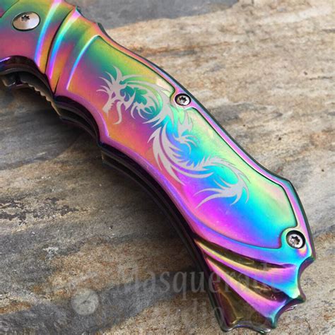 Masters Collection Rainbow Blade Dragon Handle Spring Assist Pocket