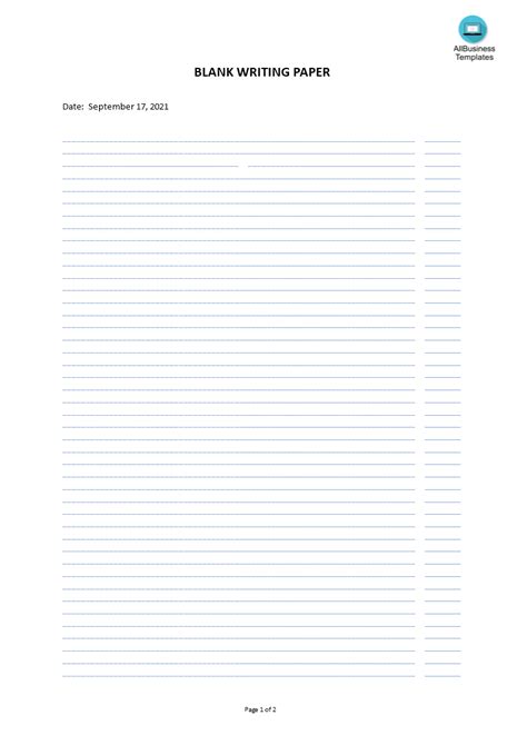 Blank Writing Paper Templates At