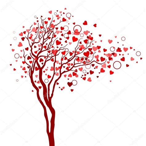 Lo más interesante son los diferentes colores de tinta que puedes usar. Árbol de amor con corazones en ramas Imagen Vectorial de ...