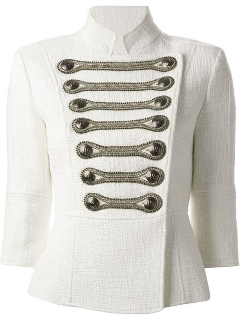 Balmain Embellished Military Jacket In White Lyst