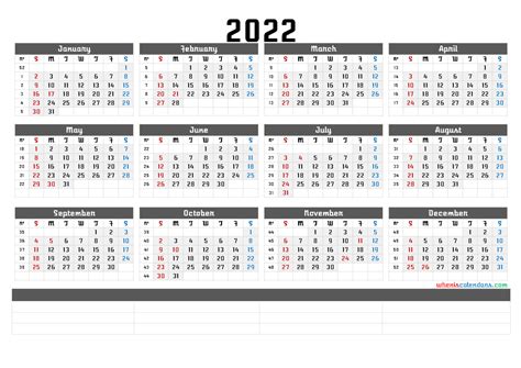 Annual Planner 2022 Excel Example Calendar Printable