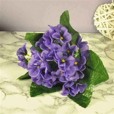 Artificial Silk Flowers Purple African Violet Bunch Wedding Home