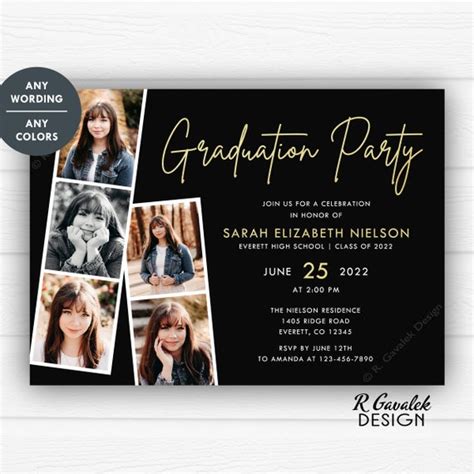 Graduation Party Invitation Personalized Printable Photo Etsy