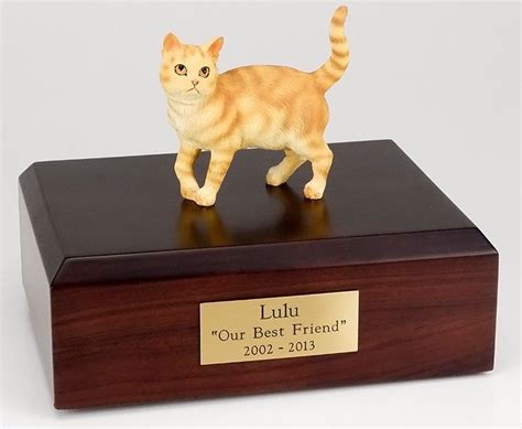A wide variety of cat pet urn options are available to you, such as wood, stainless steel, and bamboo. Tabby cat cremation figurine urn w/wooden storage box