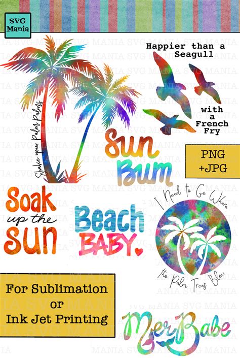 Summer Beach Sublimation Design Bundle 9 Beach PNG Files 267705