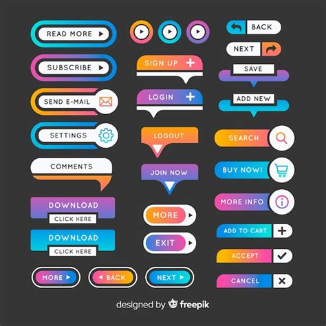 Colección Colorida De Botones Para Diseño Web Con Diseño Plano Vector