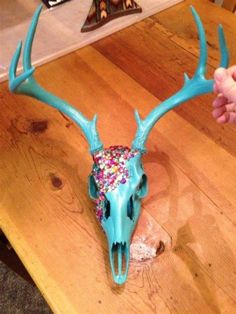 Items Similar To Turquoise Hand Beadedpainted Deer Skull On Etsy