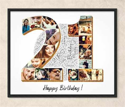 Personalized Birthday Photo Collage T Any Age 1 To 101 Etsy