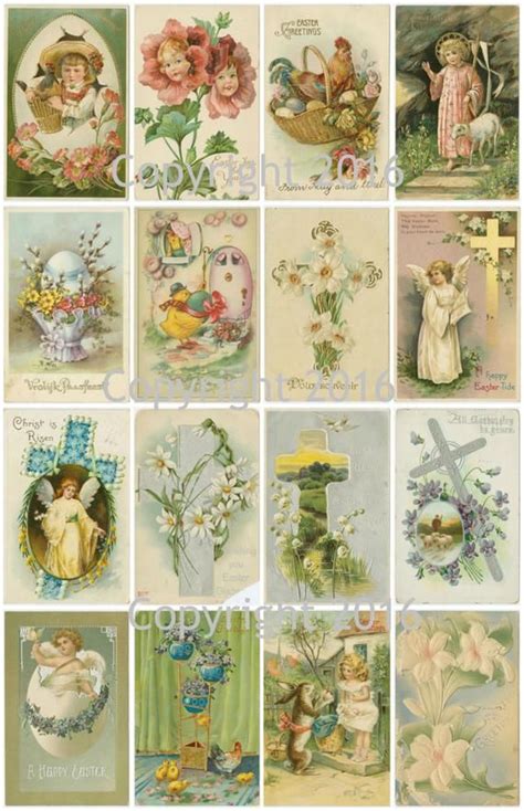 Victorian Vintage Easter Cards Digital Collage Sheet This High