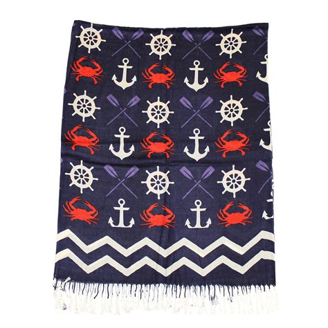 Chevron Crab And Anchor Design Blue Scarf Route One Apparel