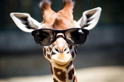 Premium Ai Image A Giraffe Wearing Sunglasses And A Black Sun Glasses