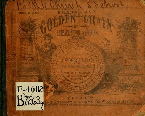 Bradburys Golden Chain Of Sabbath School Melodies Comprising A Great