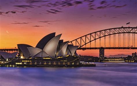 download wallpapers sydney musical theatre sydney opera house harbour bridge sunset evening