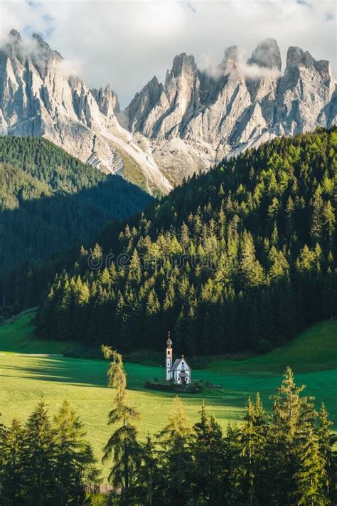 St Magdalena Church In Val Di Funes Valley Dolomites Italy Furchetta
