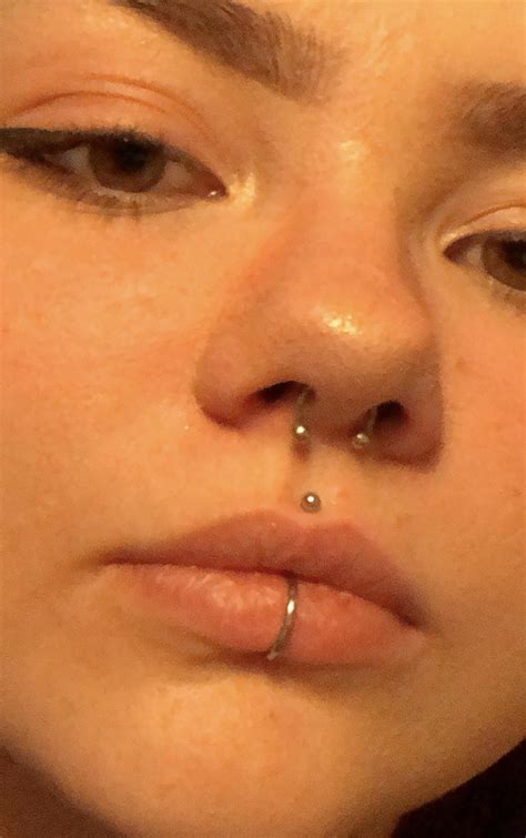Current Setup 16g Septum 16g Philtrum 14g Labret Want To Get Cheek Piercings And Nostril
