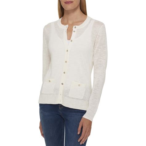 tommy hilfiger womens pocketed button down cardigan sweater