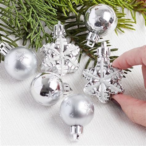 Mini Silver Snowflake Ornament Set Christmas Ornaments