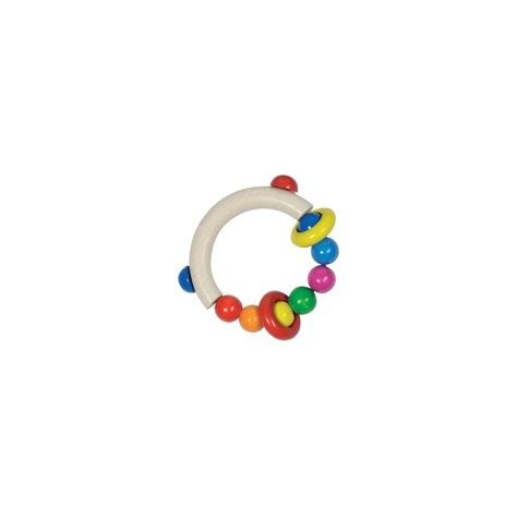 Wooden Rattle Half Circle Beads And 2 Rings Heimess