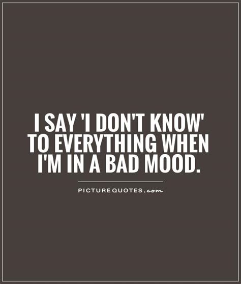 I Say I Dont Know To Everything When Im In A Bad Mood Picture Quotes