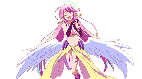 Wallpaper Jibril No Game No Life Anime Girls White Background Pink Hair Simple Background