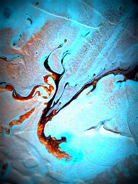 Abstract Blue And Brown Fluid Acrylic Painting Painting By