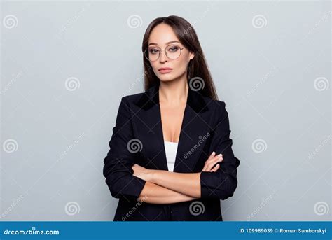 Portret Van Sexy Kaukasische Overweldigende Aardige Mooi Headmistres Stock Afbeelding